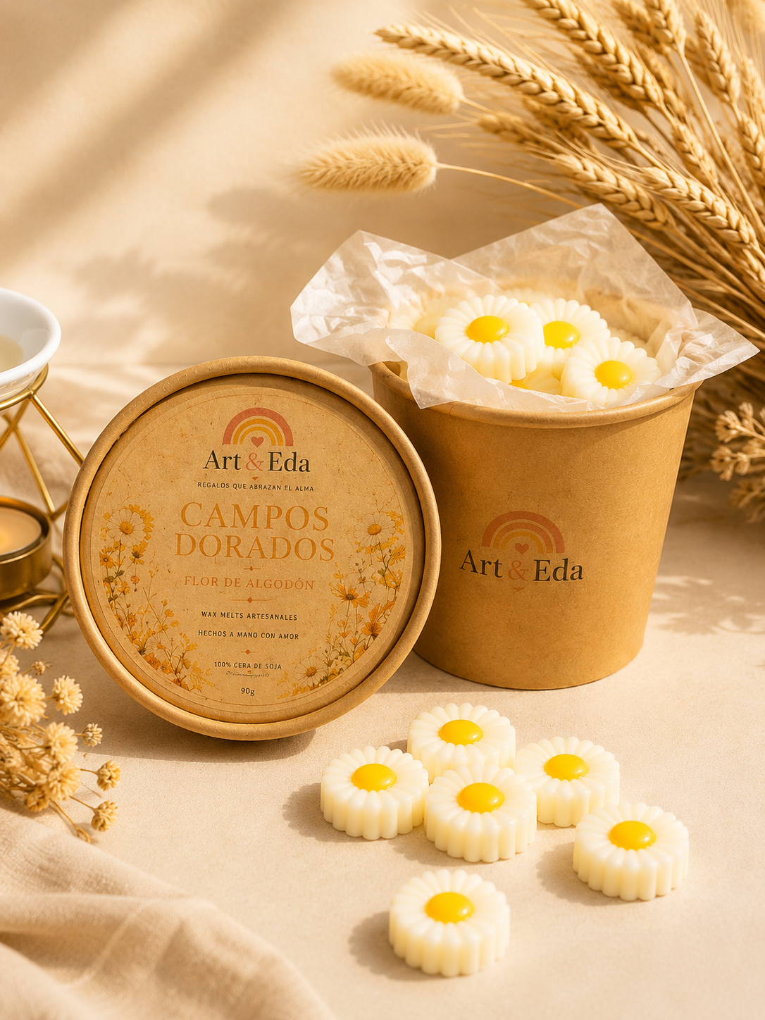 🌼 Wax Melts "Campos Dorados" – Flor de Algodón