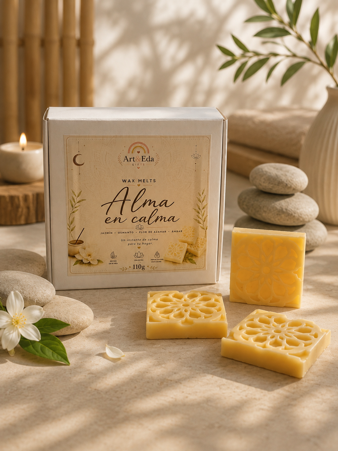 Wax Melts 🌿Alma en Calma🌿 | Jazmín, Osmanto, Flor de Azahar y Ámbar | Wax Melts 110 g