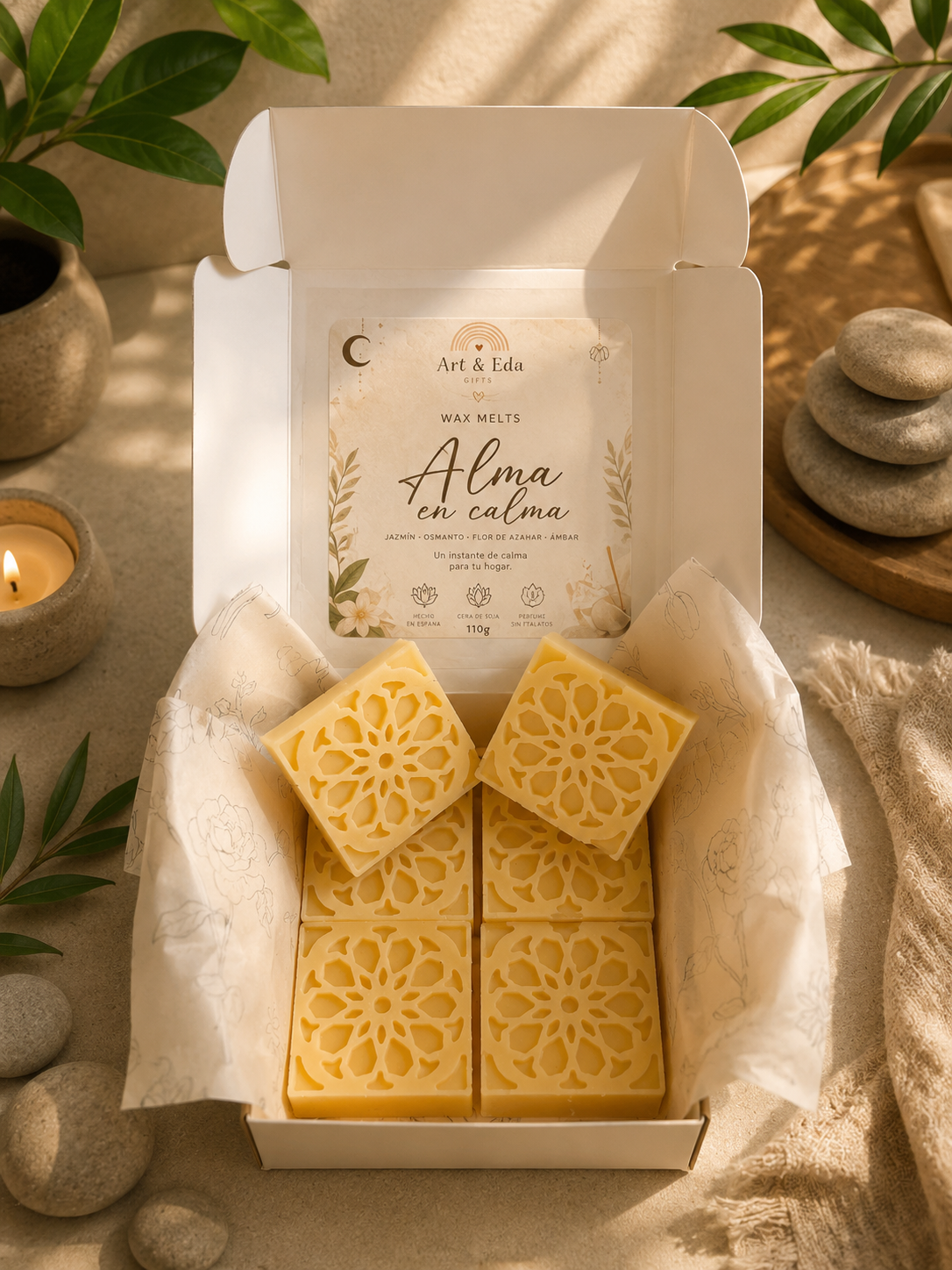 Wax Melts 🌿Alma en Calma🌿 | Jazmín, Osmanto, Flor de Azahar y Ámbar | Wax Melts 110 g